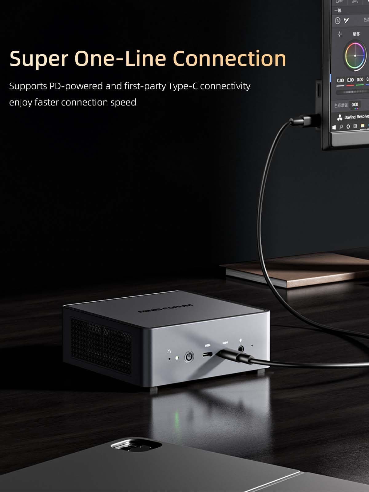 MINISFORUM DeskMini AMD Ryzen 9 7940HS up to 5.2 GHz 32 GB DDR5 1TB SSD, AMD Radeon 780M, 4x USB3.2, 2x USB4 & 2xHDMI 2.1,2x PCIe4.0, Wi-Fi 6E/BT5.3 — view 5