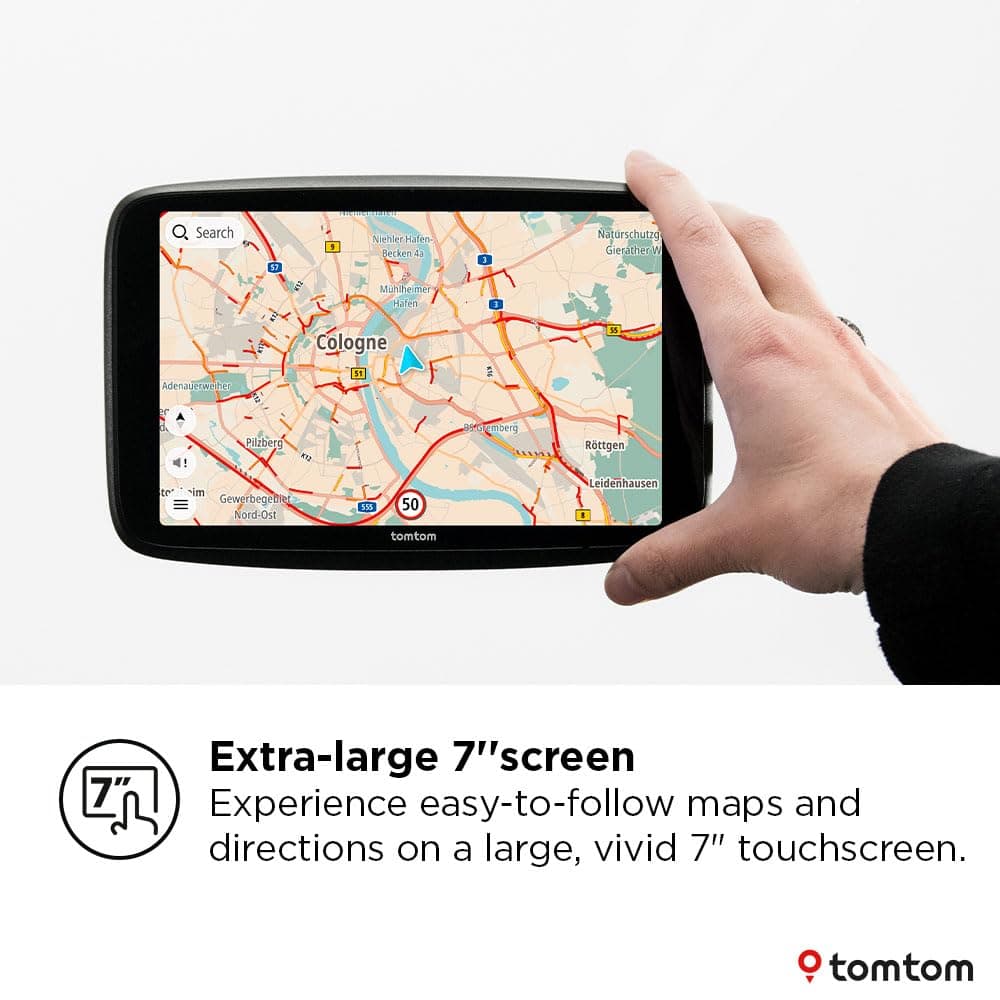 TomTom GO Navigator car sat nav (Extra-large 7" screen, real-time traffic information, 12-month Speed Camera Alerts trial, Europe maps, Wi-Fi updates, Premium Services, magnetic mount) — view 3