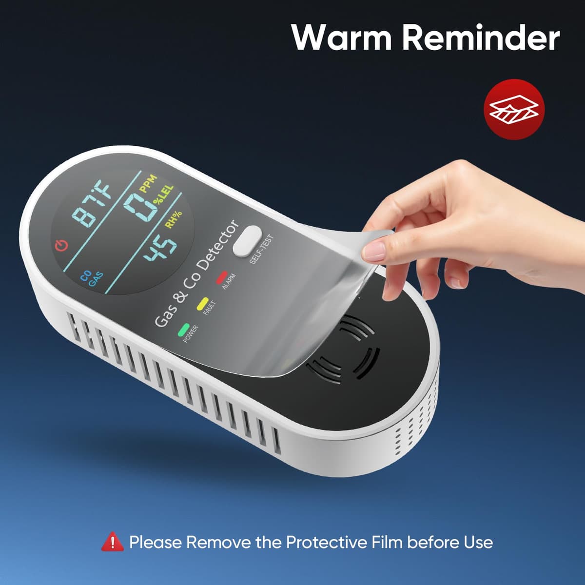 NICGOL 4 in 1 Upgraded Natural Gas Leak Detector and Carbon Monoxide Detectors, Dual Sensor Gas Leak Detector & Carbon Monoxide Detectors Plug in (Temperature & Humidity) for Home, RV (Black) — view 5