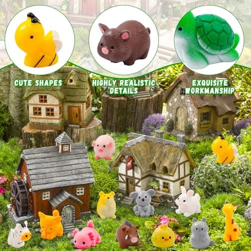 ywevyezc 42 Pcs Mini Resin Animals 42 Styles Resin Animals Figurines Bulk for Micro Fairy Party Favors Garden Hide Accessories Dollhouse Crafts Decor — view 6