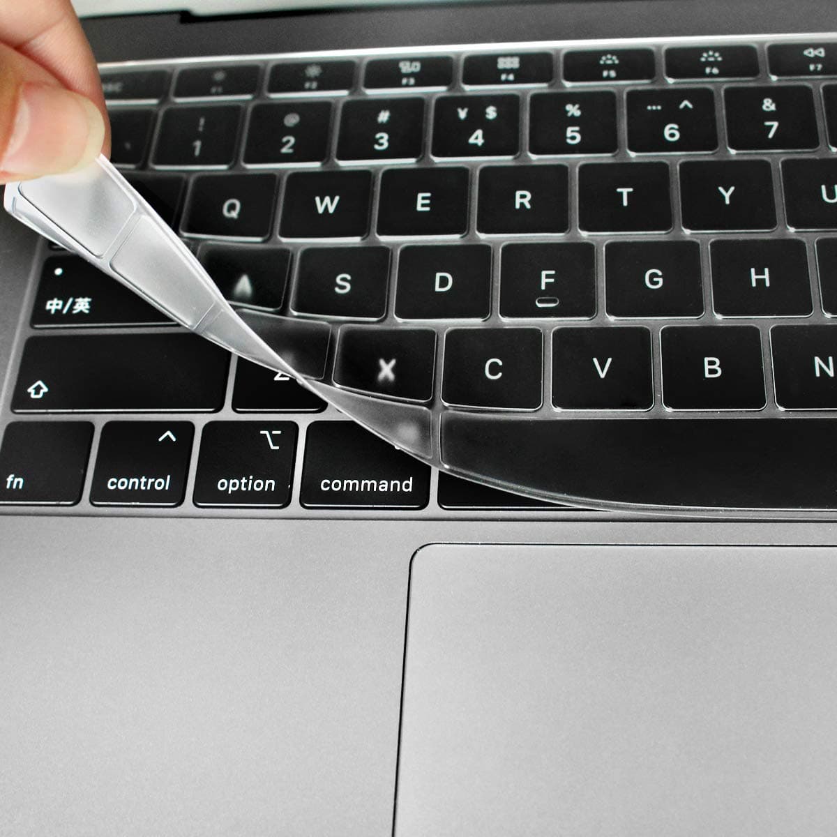 Se7enline Ultra Thin TPU Keyboard Cover for MacBook Air 13 Inch 2023 2022 2021 2020 (Compatible with Model: A2337/A2179, UK Layout) Touch ID Keyboard Protector Protective Skin, Transparent/Clear
