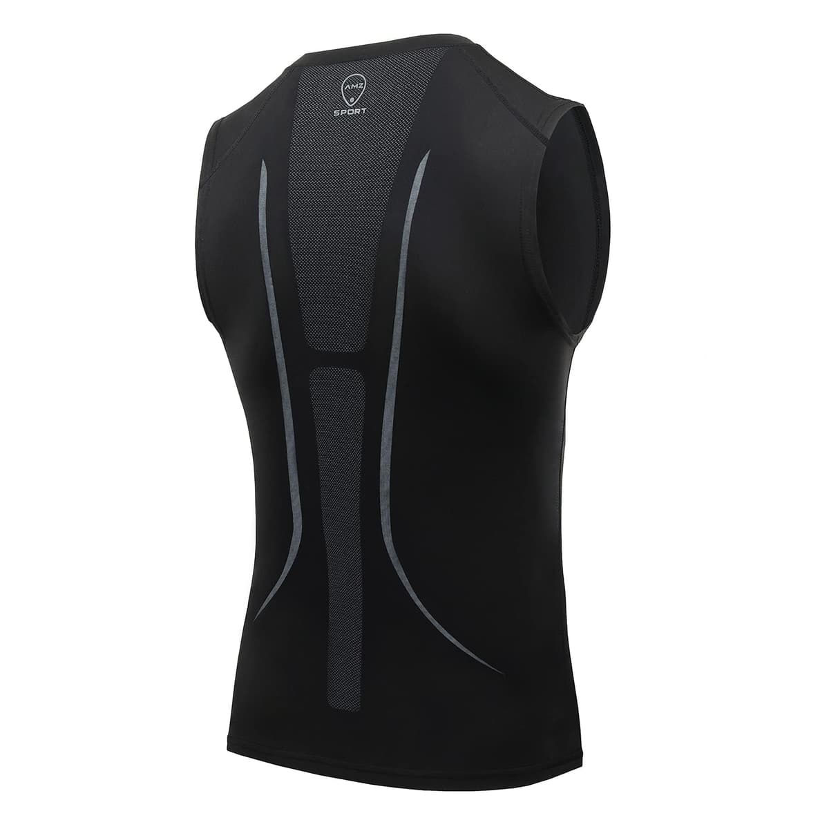 AMZSPORT Camiseta de Compresión Sin Mangas para Hombre, Chaleco de Gimnasio de Secado Rápido Capa Base para Correr — view 3