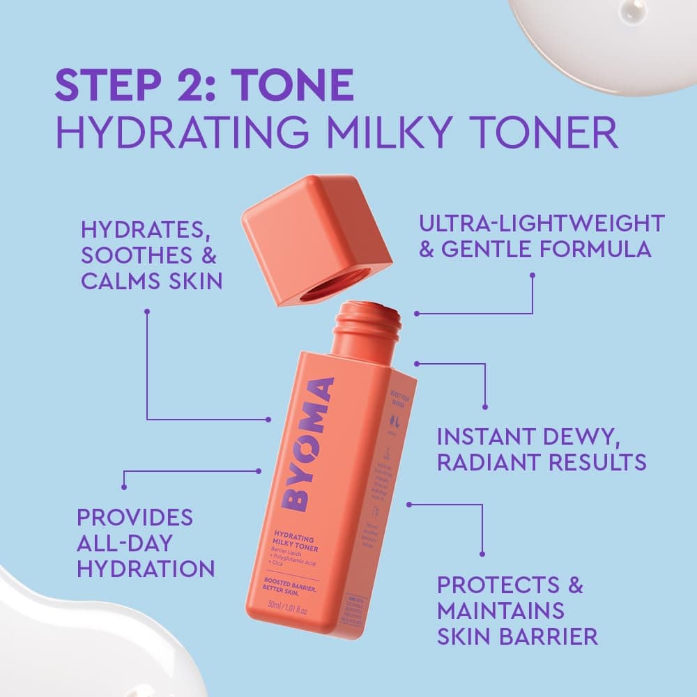 BYOMA Universal Skincare Heroes (5-Piece Kit) - Skincare Gift Set with Jelly Cleanser, Milky Toner, Hydrating Serum, Gel Cream & SPF 50 - Skin Barrier Repair Gift Set with Makeup Bag — view 4