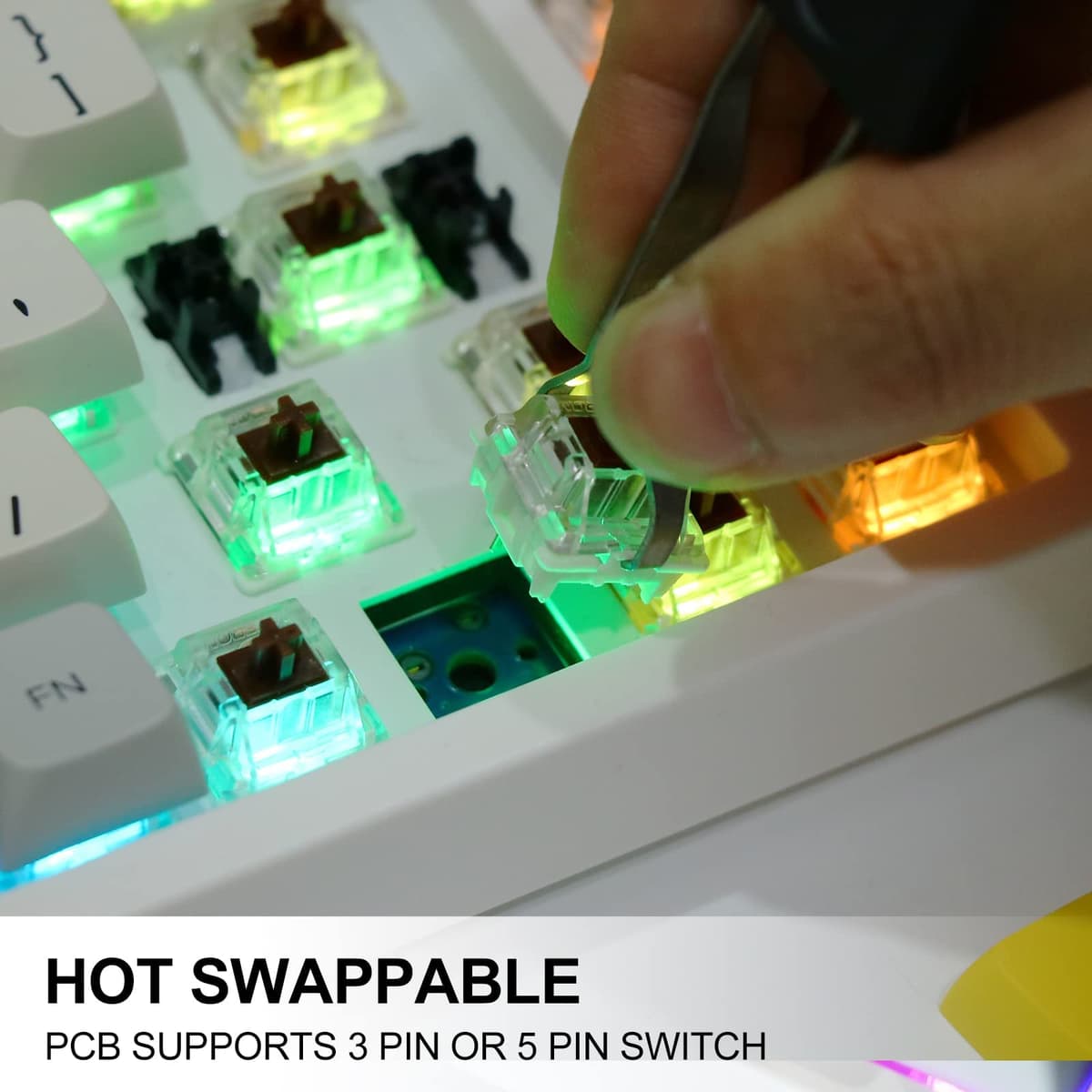 EPOMAKER TH80 Pro Teclado Mecánico Inalámbrico/Bluetooth/USB-C, con Iluminación RGB, Hot Swap, Teclas Multimedia, y Compatible con PC/Mac/PS4/PS5/Xbox (Theory TH80 Pro, Epomaker Flamingo Switch) — view 5