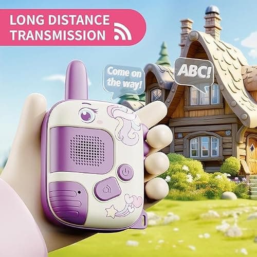 Lonimia 2PCS Unicorn Walkie Talkie for Kids, Ages 3-9, Pink, Compact & Durable, 1000FT Range, Ideal Gifts for Girls