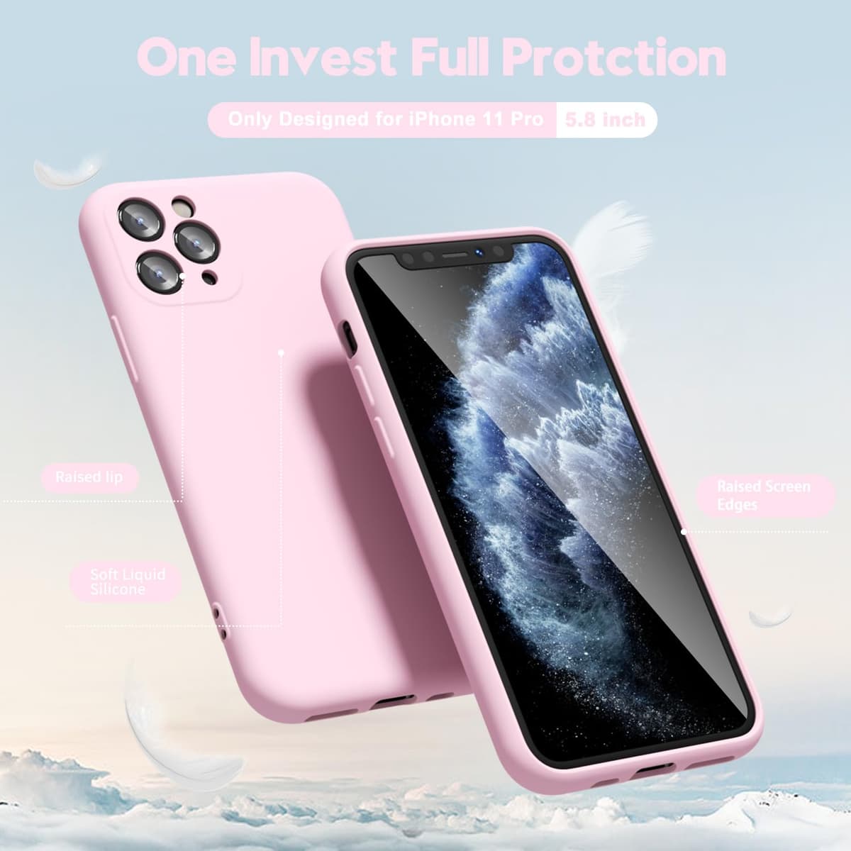 oakxco for iPhone 17 Pro Max Phone Case Liquid Silicone, Cute Thin Slim Grip Soft Rubber Gel for Women Men, Smooth Matte TPU Plain Solid Color Girly Simple Case with Camera Cover, Light Pink — view 703