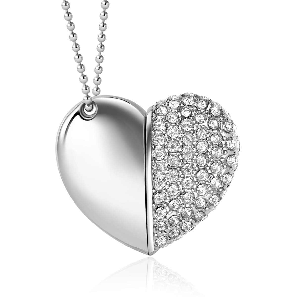 USB 2.0 Flash Drive,Cute Romantic Heart Shape USB Memory Stick,Thumb Drive for Photos, Music, Files Storage (Silver, 64, GB)