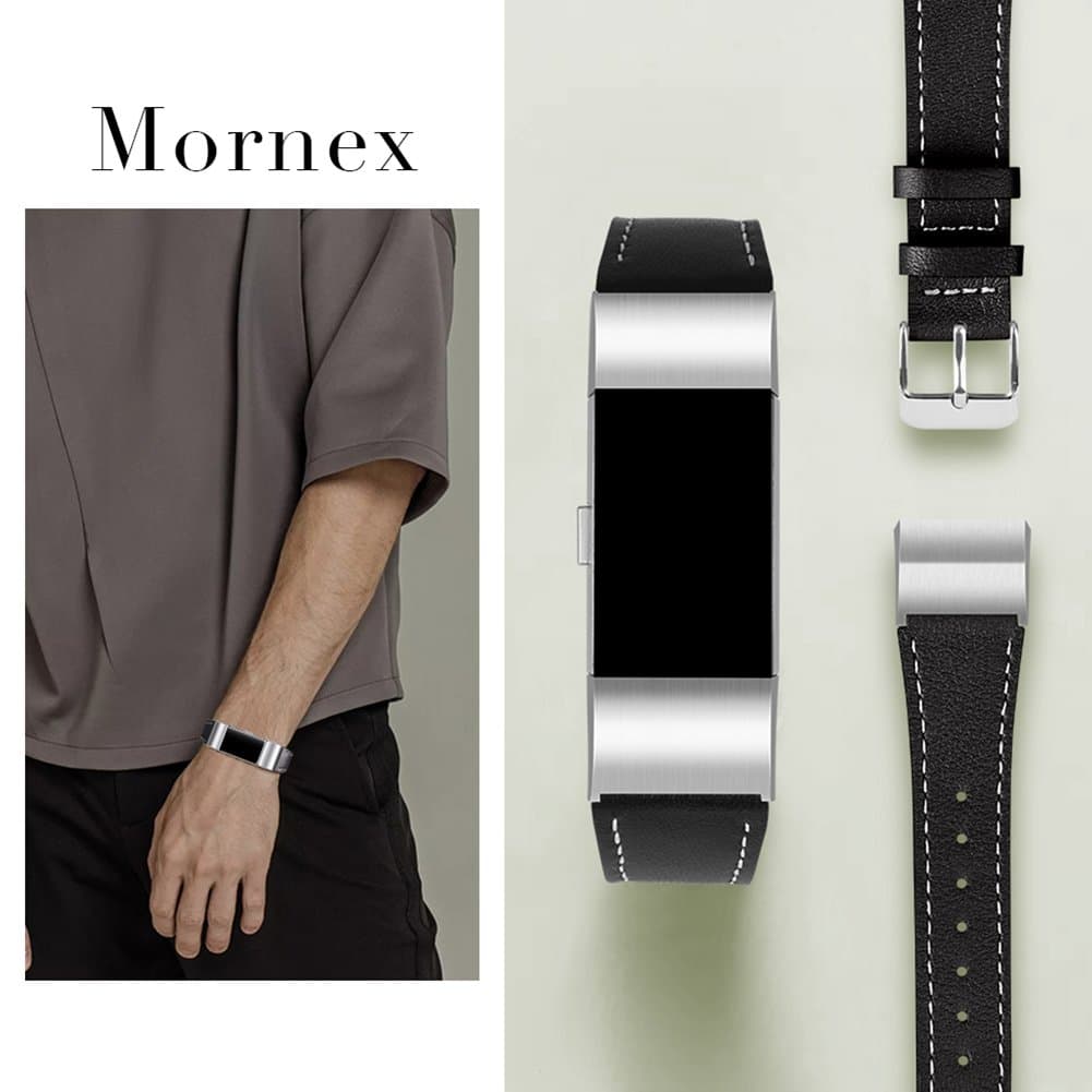 Mornex Correa de Cuero Genuino Compatible Charge 2, Correa Ajustable Correas de Recambio Pulseras Pulsera Banda de Actividad Física con Conectores de Metal — view 6