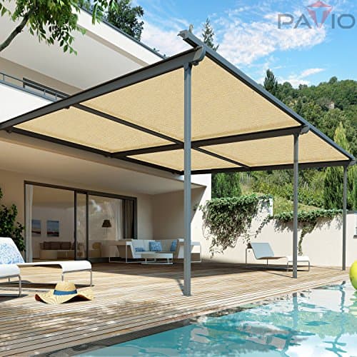 Patio 12' x 30' Sun Shade Fabric Roll 6/8/12 FT Shade Cloth for Patio, Outdoor Mesh Sail Sun Shades Canopy Replacement Pergola Cover for Backyard Deck Porch, Beige — view 4