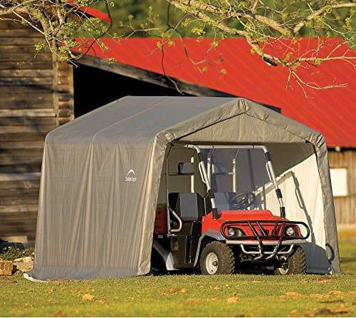 ShelterLogic 10' x 10' Shed-in-a-Box All Season Outdoor Storage Shed with Waterproof Cover and Heavy Duty Reusable Auger Anchors, Grey — view 4