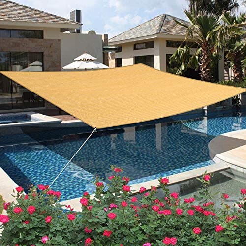 HOMA 5' x 10' Sand Rectangle Sun Shade Sail Canopy, 95% UV Blockage Awning Shelter Fabric Cloth Screen for Patio Outdoor Backyard - Heavy Duty Commercial Grade (Custom Size - Made in USA) — view 5