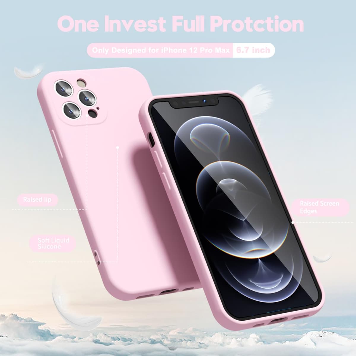 oakxco for iPhone 17 Pro Max Phone Case Liquid Silicone, Cute Thin Slim Grip Soft Rubber Gel for Women Men, Smooth Matte TPU Plain Solid Color Girly Simple Case with Camera Cover, Light Pink — view 1246