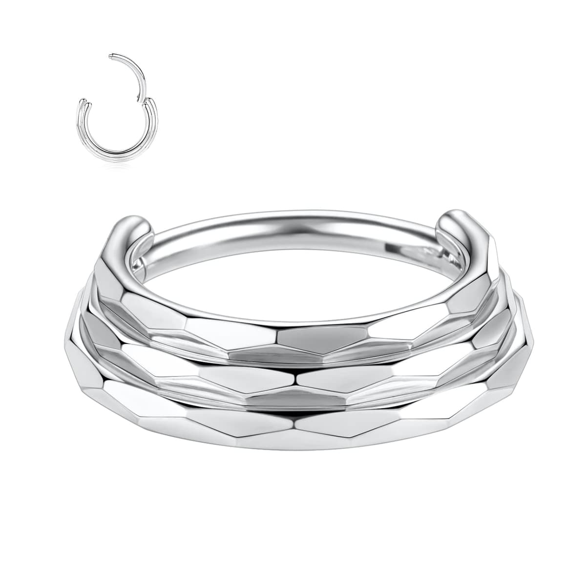 hengkaixuan 16G Septum Nose Rings Hoop Daith Earrings Surgical Steel Septum Clicker Ring Hirned Segment Seamless Clicker Ring Conch Hoop Ring Unisex Earrings Hoop Daith Piercing Jewellery — view 22