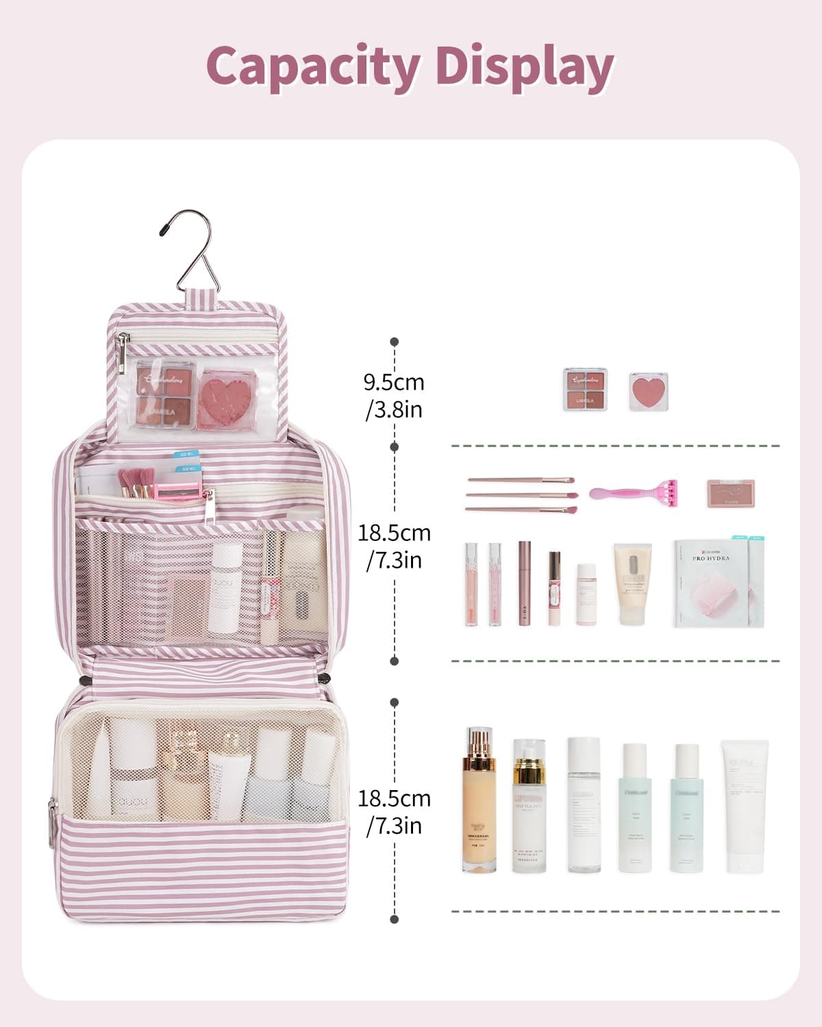 Narwey Travel Hanging Toiletry Wash Bag Toiletry Bags for Women Toiletries Bag Washbag Makeup Cosmetic Organizer for Travel Essentials Accessories — view 2