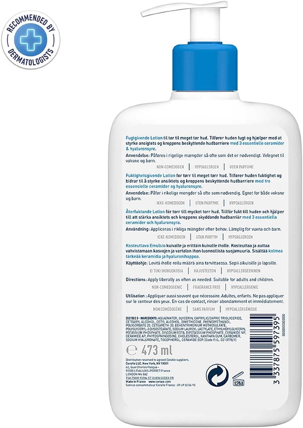 CeraVe Moisturising Lotion, for normal to very dry skin, Enriched with 3 Essential Ceramides, Hyaluronic Acid and MVe technol