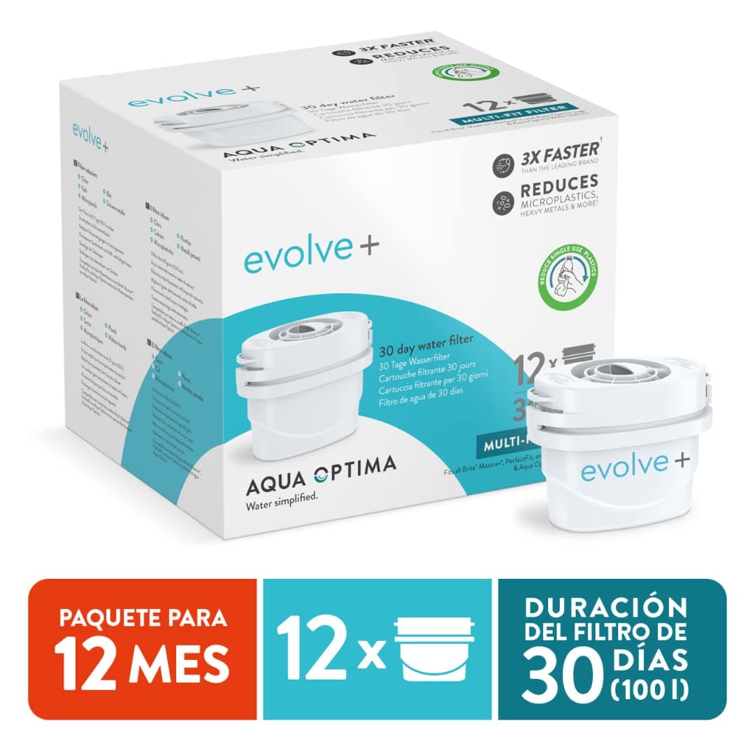 Aqua Optima Filtros Evolve+ - Compatible con Jarras Brita y Filtros Maxtra* - Reduce Cal, Cloro y Otras Impurezas (12) — view 2