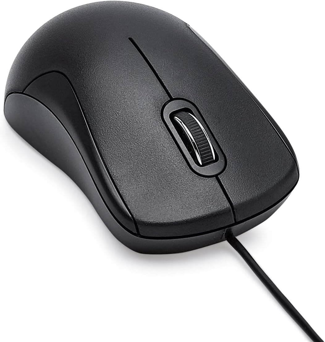 Amazon Basics 3-Button USB Wired Quiet Mouse – Standard, Black — view 2