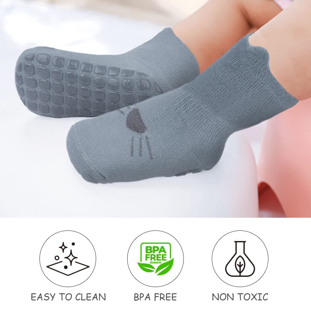 Vicloon Calcetines de Algodón Antideslizantes para Bebés, 5 Pares, Deportivos de 0 a 12 Meses — view 7