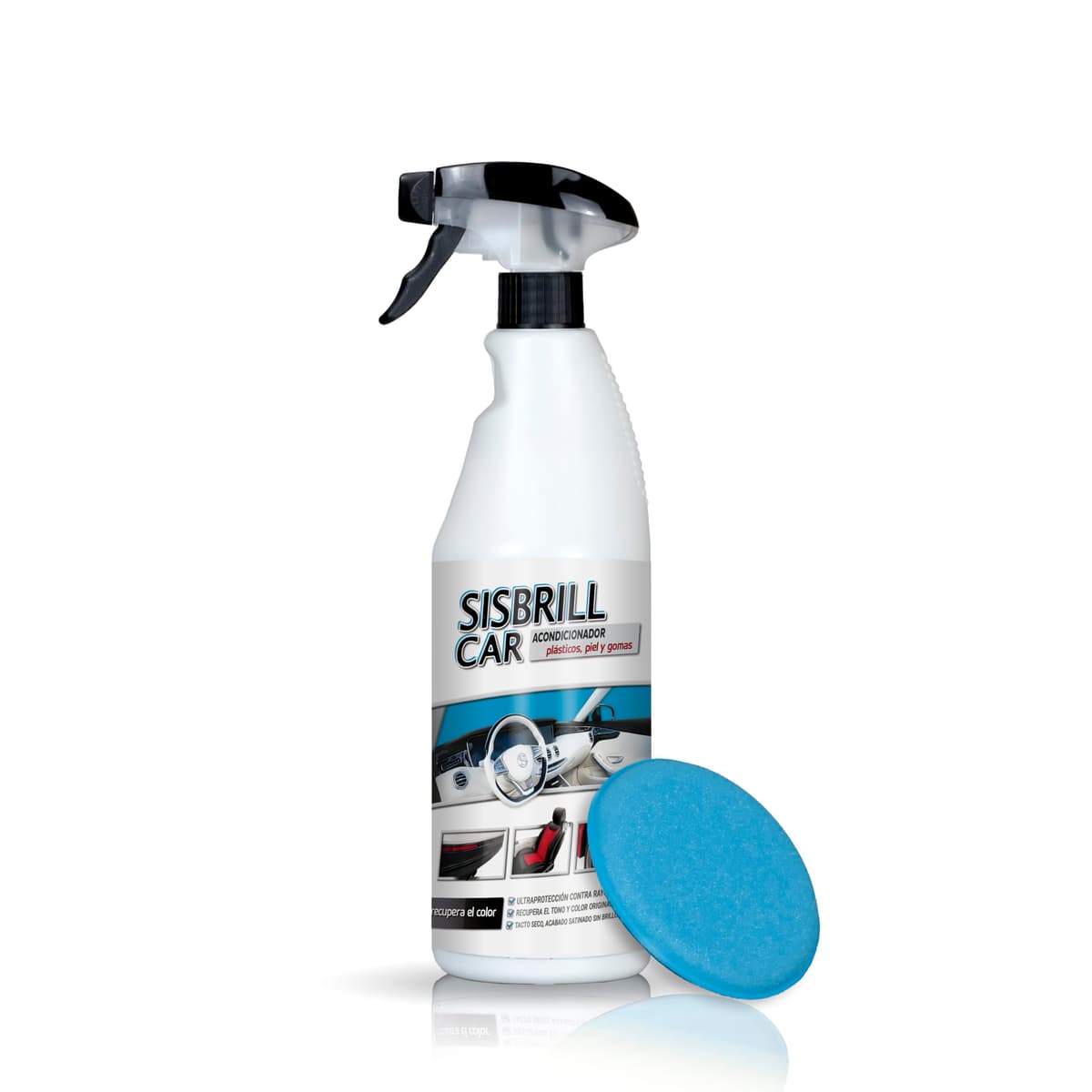 Sisbrill Car, Acondicionador de Salpicaderos, Plásticos y Piel - Abrillantador Satinado - Crema pulverizada con Tacto Seco - 750 ml (750 ml)