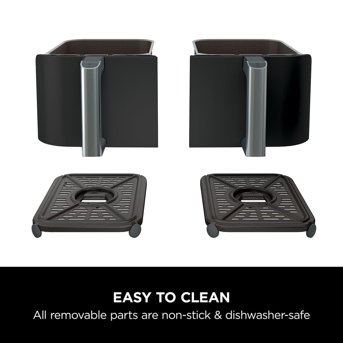 Ninja Foodi Dual Zone Digital Air Fryer, 2 Drawers, 7.6L, 6-in-1, Uses No Oil, Air Fry, Max Crisp, Roast, Bake, Reheat, Dehydrate, Cooks 4-6 Portions, Non-Stick, Dishwasher Safe Baskets, Black AF300UK — view 2