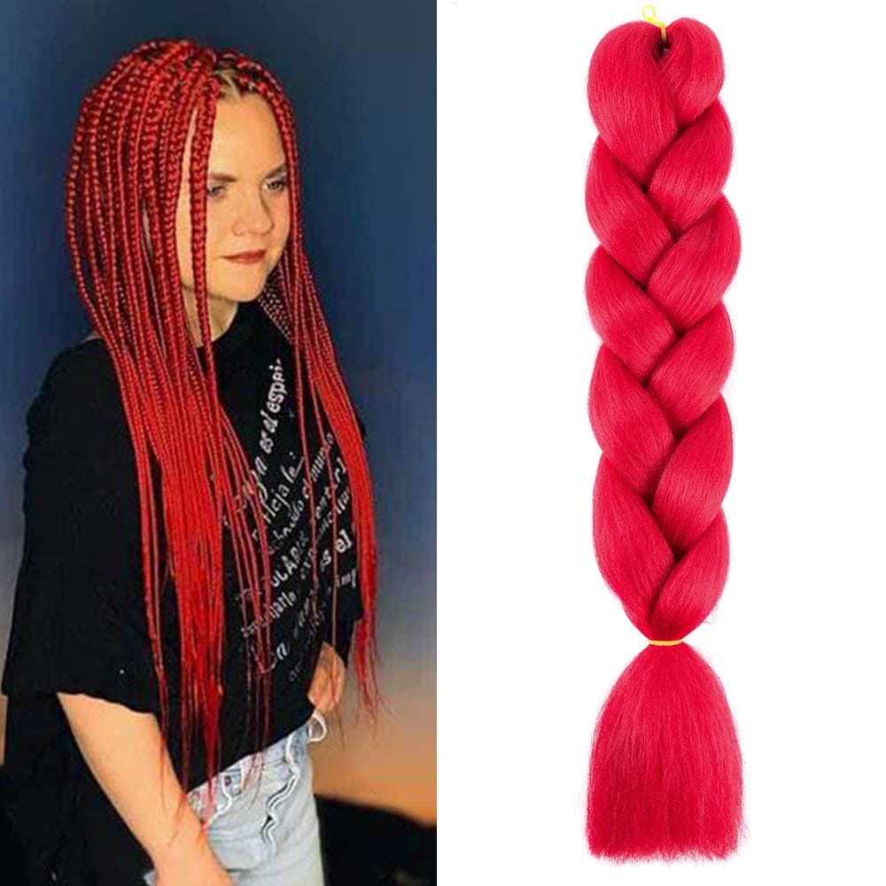 24" Braiding Hair Extension Jumbo Braids Synthetic 3bundles/pack Crochet Hair Afro Box Braid Heat Resistent (Dark Purple) — view 89