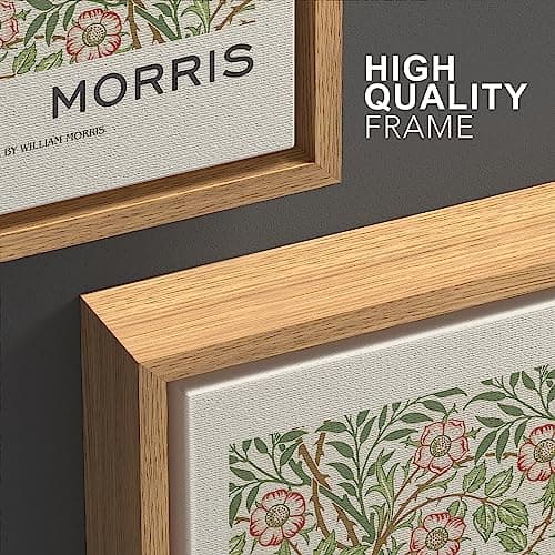 wall26 Framed Canvas Print Wall Art Set William Morris Flower Pattern Tapestries Nature Floral Illustrations Fine Art Decorative Botanical Rustic for Living Room, Bedroom, Office - 24"x36"x3 Natural — view 4