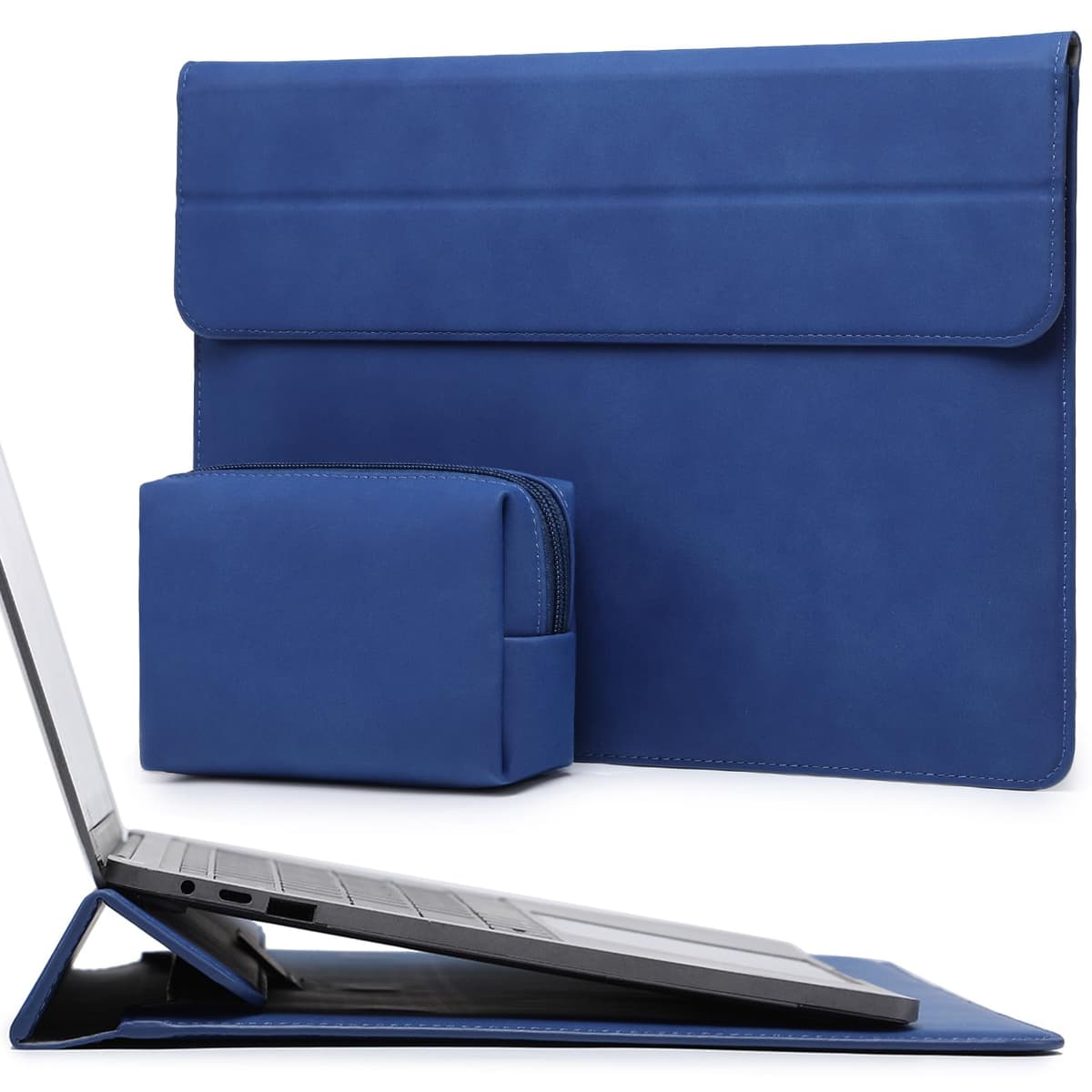 HYZUO 15 Pulgadas Funda para Portátiles con Soporte para MacBook Air 15 M5 M4 A3241 M3 A3114 M2 A2941 2026-2023, 15 Surface Laptop 7/6/5/4, MacBook Pro 15 A1990 A1707 2019-2016, Azul Klein