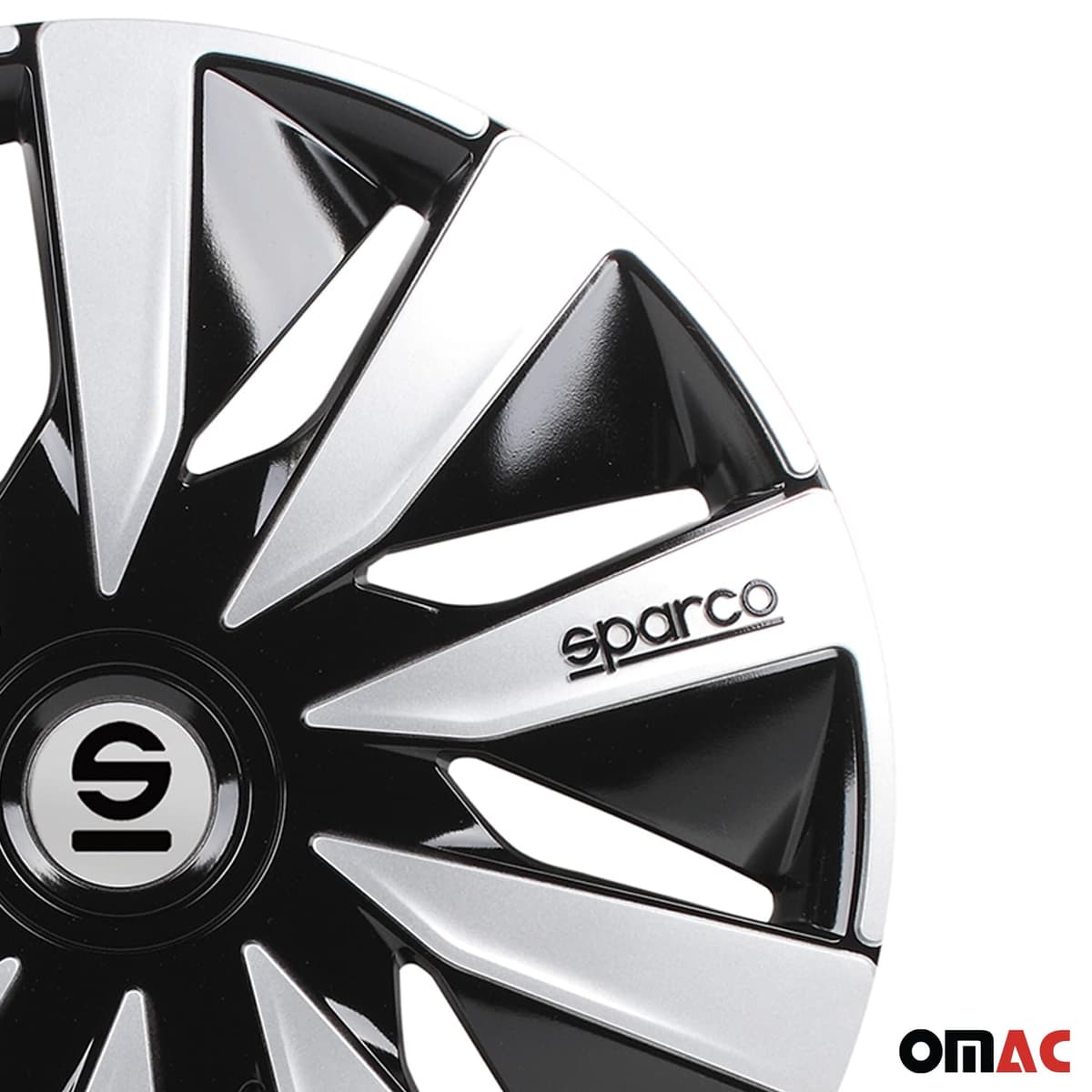 Sparco SPC1491BKSV Tapacubos Lazio, Negro/Plata, Set de 4, 14 pulgadas — view 8