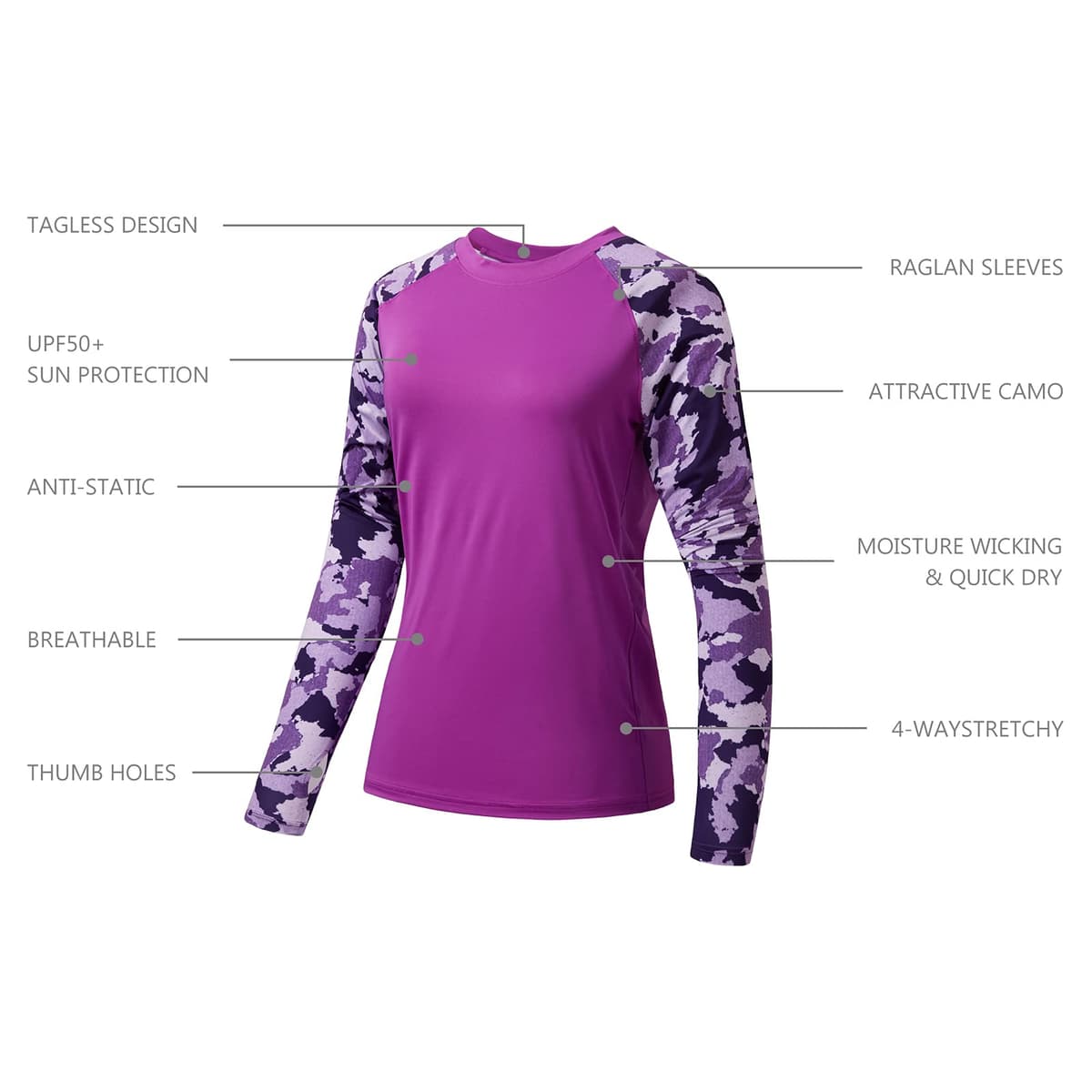 Bassdash - Camiseta de Manga Larga para Mujer con protección Solar UPF 50+ UV para Pesca, Senderismo, Rendimiento — view 4