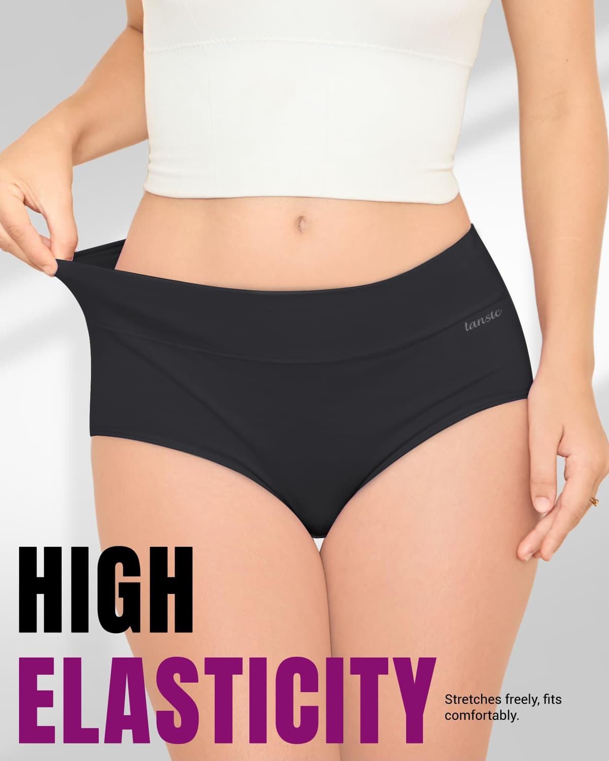TANSTC Women’s Knickers – High Waist Cotton Underwear for Women, Soft Ladies Briefs with Tummy Support – Knickers for Women Multipack of 5 — view 4