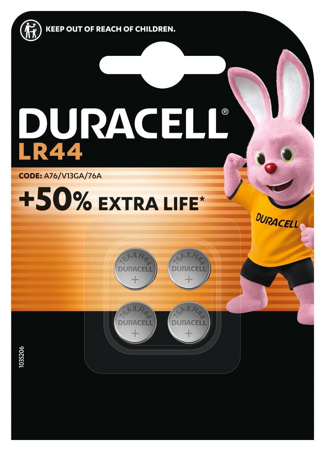 DURACELL LR44 (8 Pack) Specialty Alkaline Battery 1.5V (A76)– +50% EXTRA LIFE– For Thermometers, Flashlights, Watches, Security Systems & Medical Devices – 5–Year Storage Guarantee - Leak Prevention — view 10