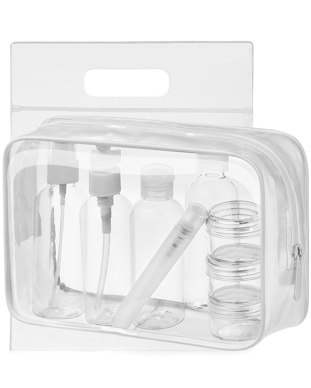 MOCOCITO Neceser Transparente con 8 Botellas de Viaje (MAX.100ml) y 1 Bolsa de Vuelo para Líquidos (20x20 CM,1L), Bolsa de Cosméticos Impermeable para Hombre y Mujer — view 14