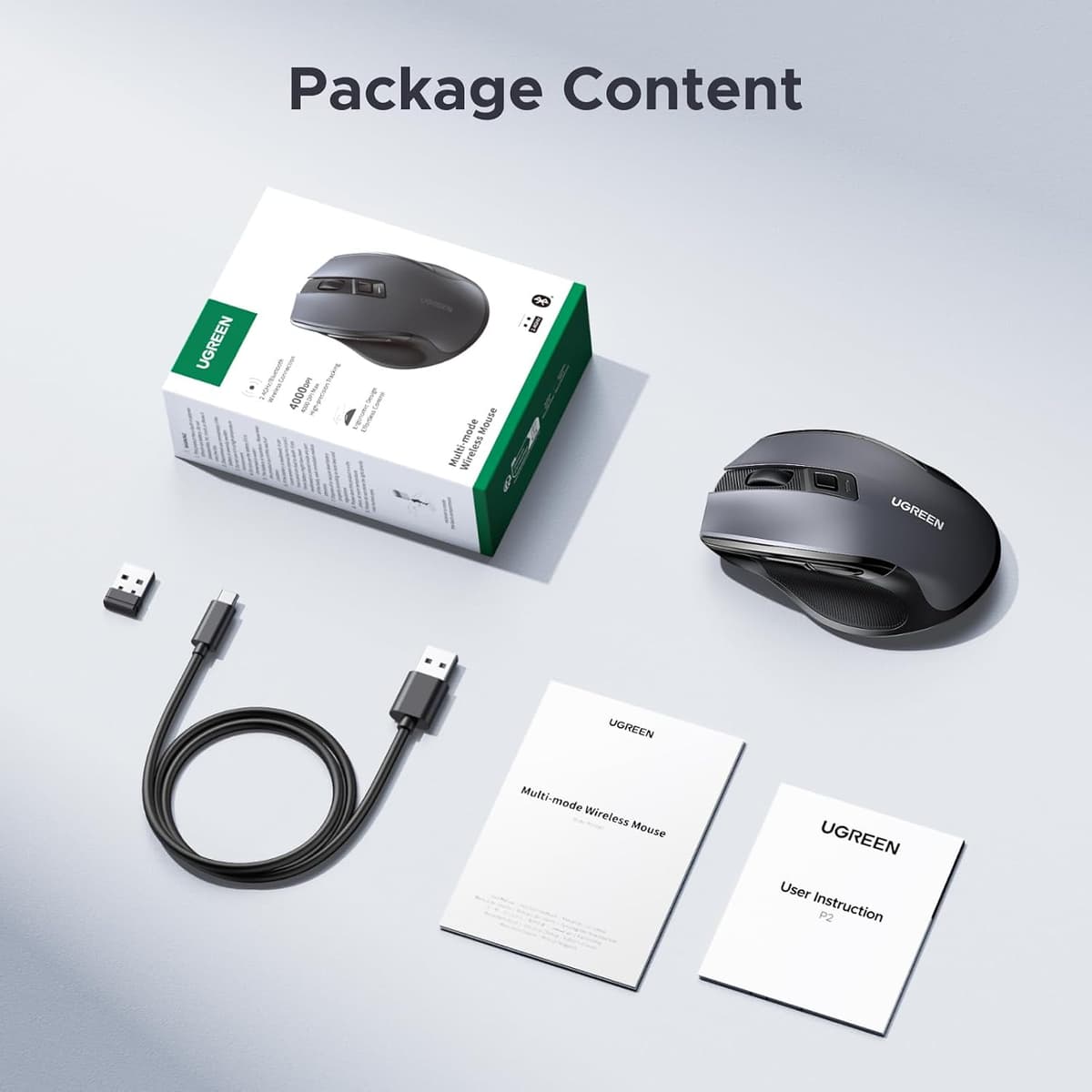 UGREEN Wireless Mouse, Bluetooth Mouse&2.4GHz Dual Modes, Fast-rechargeable & Ultra-long Battery Life, 40dB Silent Computer M — view 7