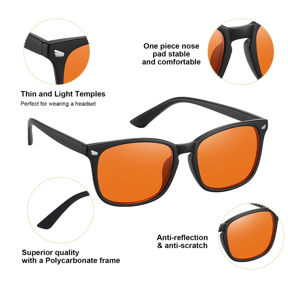 Okany Gafas Bloqueadoras de Luz Azul para Gaming y Jugadores de eSports, con Potente Filtro de Pantalla, Protección Contra Deslumbramiento, Fatiga Ocular y UV400, Gafas para Hombres y Mujeres — view 3