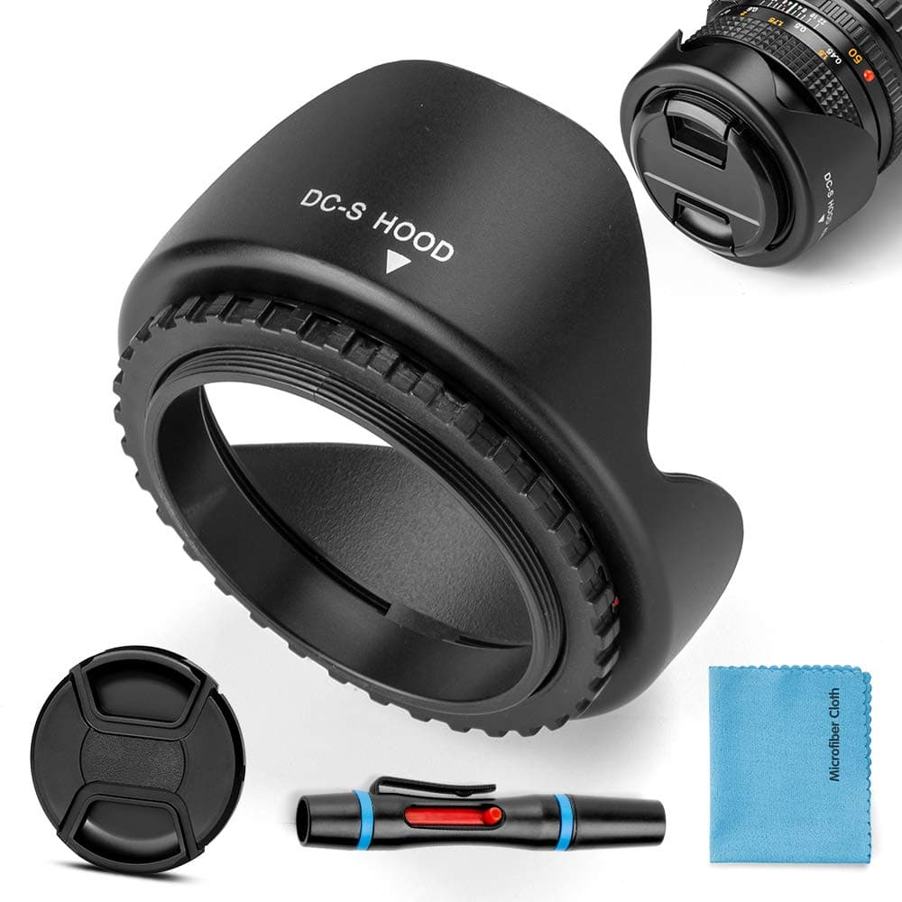 Reversible 49mm Lens Hood,Fotover Universal Tulip Flower Lens Hood Sun Shade with Centre Pinch Lens Cap for Canon Nikon Sony Pentax Olympus Fuji Camera