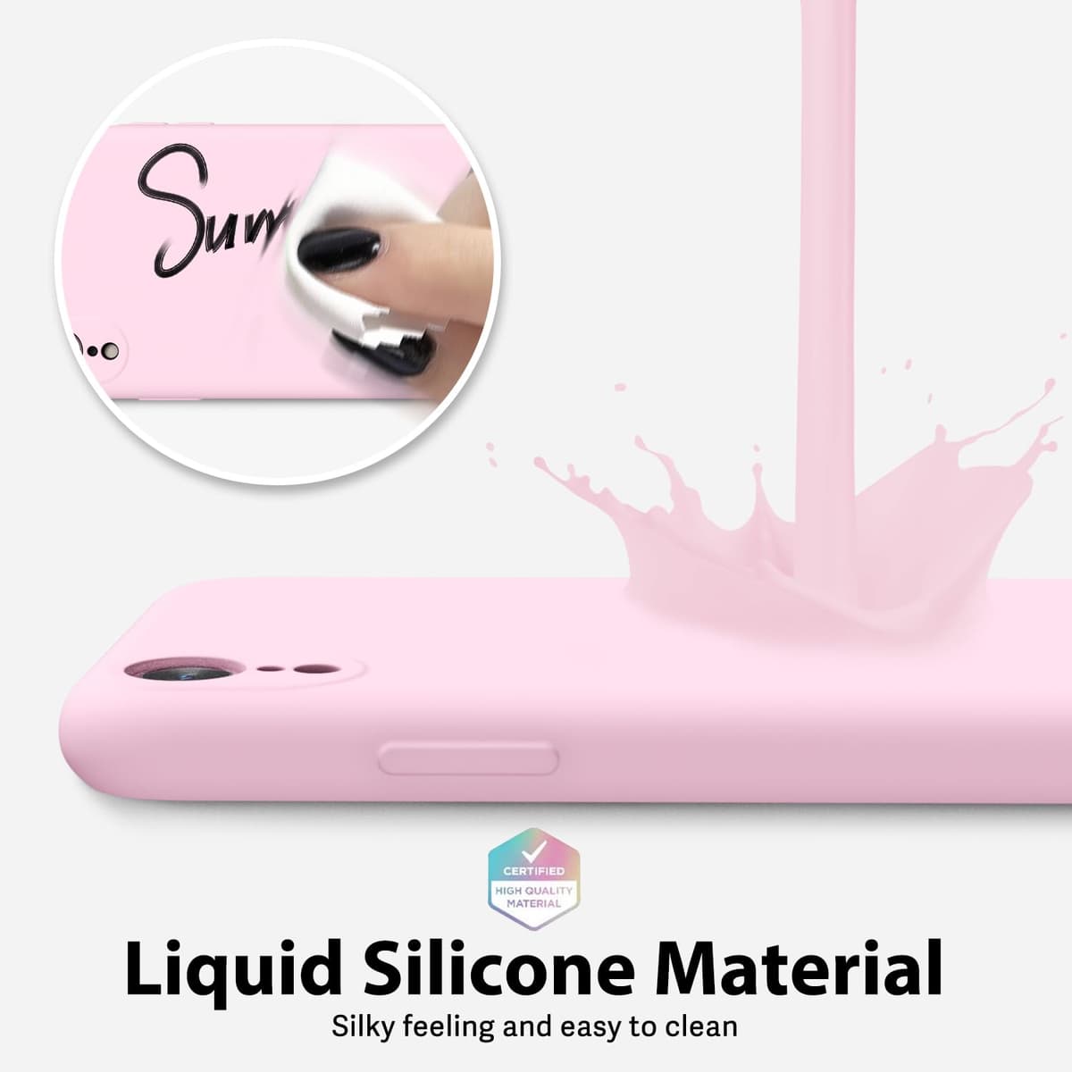 oakxco for iPhone 17 Pro Max Phone Case Liquid Silicone, Cute Thin Slim Grip Soft Rubber Gel for Women Men, Smooth Matte TPU Plain Solid Color Girly Simple Case with Camera Cover, Light Pink — view 876
