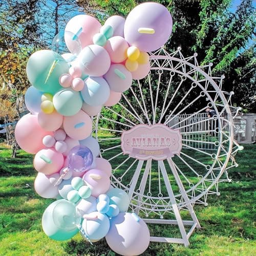 HILAVO Pastel Balloons 12 Inch Macaron Pink Blue Green Purple Yellow Pastel Rainbow Latex Balloon with Colorful Confetti Party Balloons for Easter Birthday Baby Shower Bridal Wedding Party Decoration — view 2