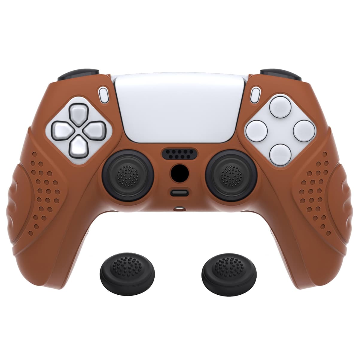eXtremeRate PlayVital Guardian Edition Ergonomic Soft Anti-Slip Controller Silicone Case Cover for ps5, Rubber Protector Skins with Black Joystick Caps for ps5 Controller - Green & Black — view 10