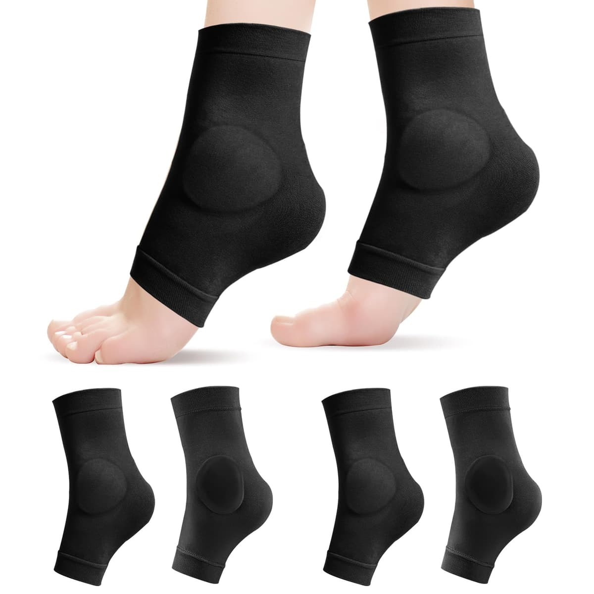 2 pares de calcetines protectores de tobillo con almohadilla de gel, calcetines maleolares acolchados para patinaje artístico, rodillo, esquí, hockey, botas, soporte, cojín de soporte de