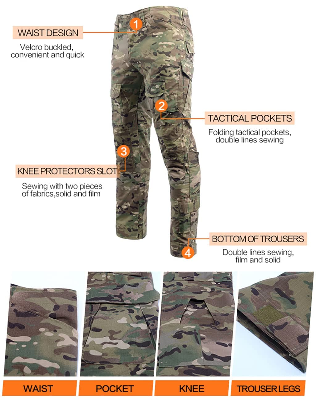 Juego de camiseta y pantalones tácticos de combate para hombre, manga larga, de ripstop, uniforme militar de caza multicam, Comando Supremo de Submarinos y Bosques, para Airsoft — view 3