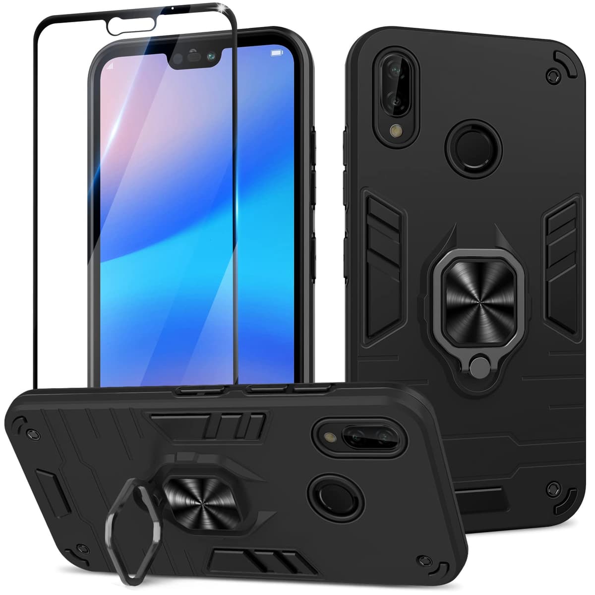 Funda para CMF Phone 2 Pro, Carcasa Antigolpes con Soporte anular metálico, Case Protectora de Grado Militar, Negro — view 1077