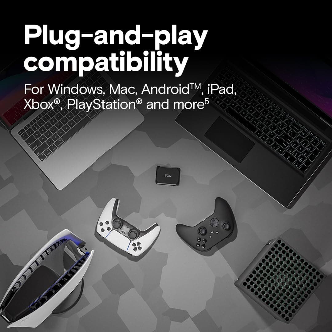 Crucial X9 1TB Portable External SSD - Up to 1050MB/s, External Solid State Drive, Works with PC, Mac, PlayStation and Xbox,  — view 3