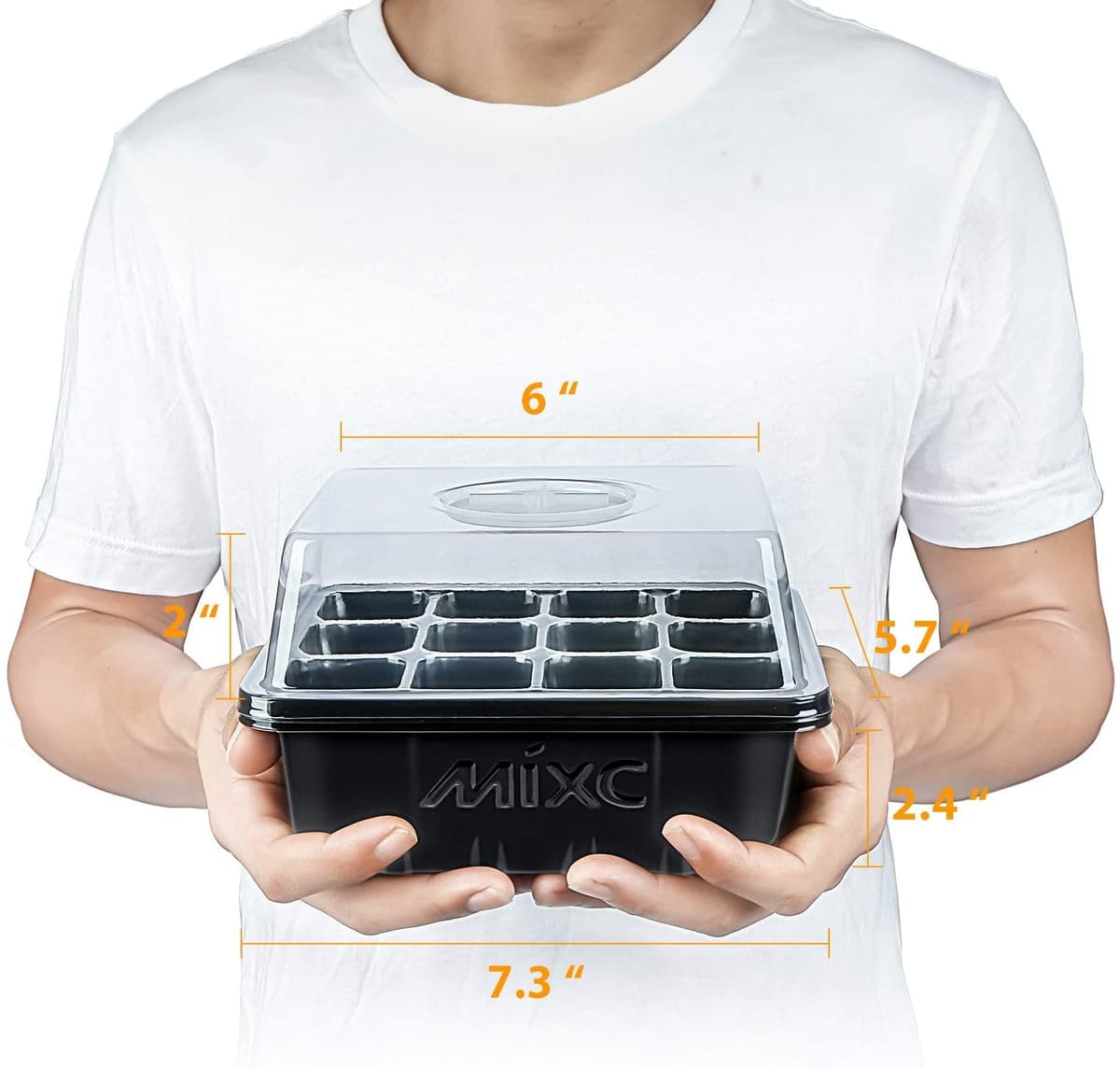 MIXC Seed Trays, 10 Pack 120 Cells Seed Tray for Seedlings Reusable Seed Trays with Lids, propagators for plants, Germination Trays Kit Plastic for Greenhouse/Garden Black — view 6