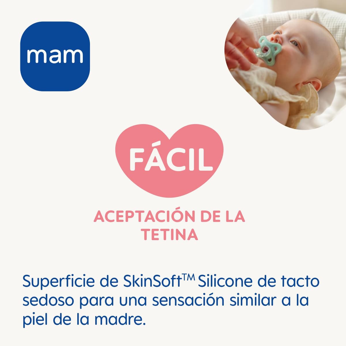 MAM Chupete Todo Silicona, 0-3 Meses, con Tetina Simétrica, Extra Pequeña y Cuello Delgado de Silicona Skin Soft Silicone de Fácil Aceptación, con Caja Autoesterilizadora, MAM Comfort, Rosa, 2uds — view 5