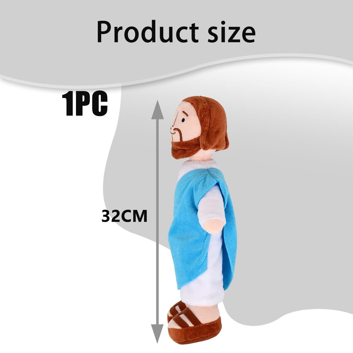 1PCS Jesus Plush Doll, Smiling Jesus Toys, Religious Christ Savior Figure Stuffed Toys Religious Christ Toy Easter Gifts Bedtime Companion Dolls for Girls and Boys 32x20x7cm — view 2