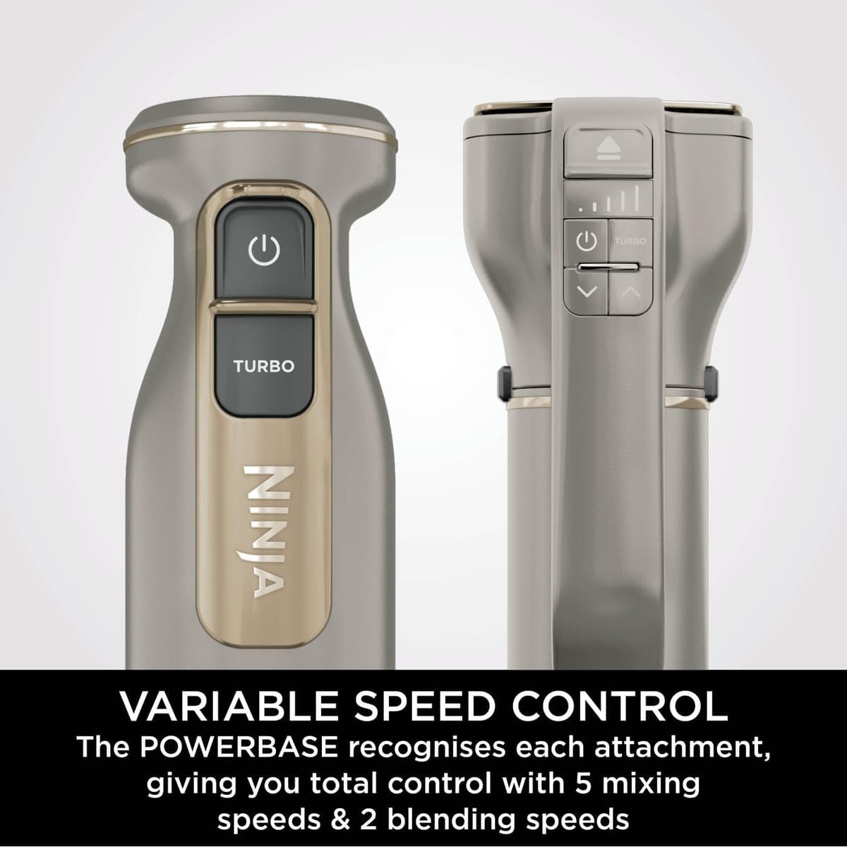 Ninja Foodi 3-in-1 Hand Blender, Hand Mixer & Chopper with Gradual Start, 2 Blending and 5 Mixing Speeds to Chop, Mix, Knead, Blend and more, Dishwasher Safe Parts, 850W, Stone Gold CI100UKSTGD — view 6