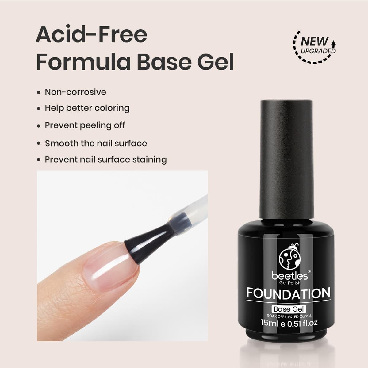Beetles Gel Polish 2x15ML No Wipe Top and Base Coat Set - Shine Finish and Long Lasting Soak Off LED Nail Lamp Gel Base Top Coat Finish Nail Art Design Manicure for Girls — view 3