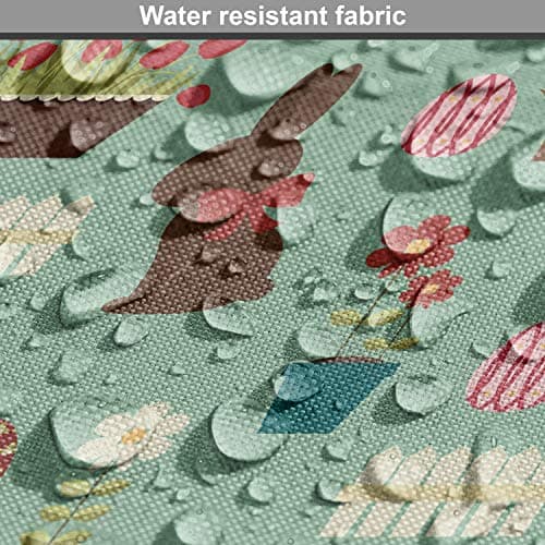 Ambesonne Easter Fabric by The Yard, Repeating Conceptual Chocolate Bunny Flowers Eggs and Tulip Flowers, Decorative Fabric for Upholstery and Home Accents, 1 Yard, Laurel Green Multicolor — view 5