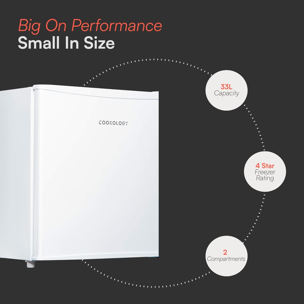 Cookology MFZ32WH Table Top Mini Freezer in White - 31 Litre Capacity - For Counter Tops - Adjustable Temperature Control & Legs - Removable Wire Shelf - 4 Star Rating — view 2