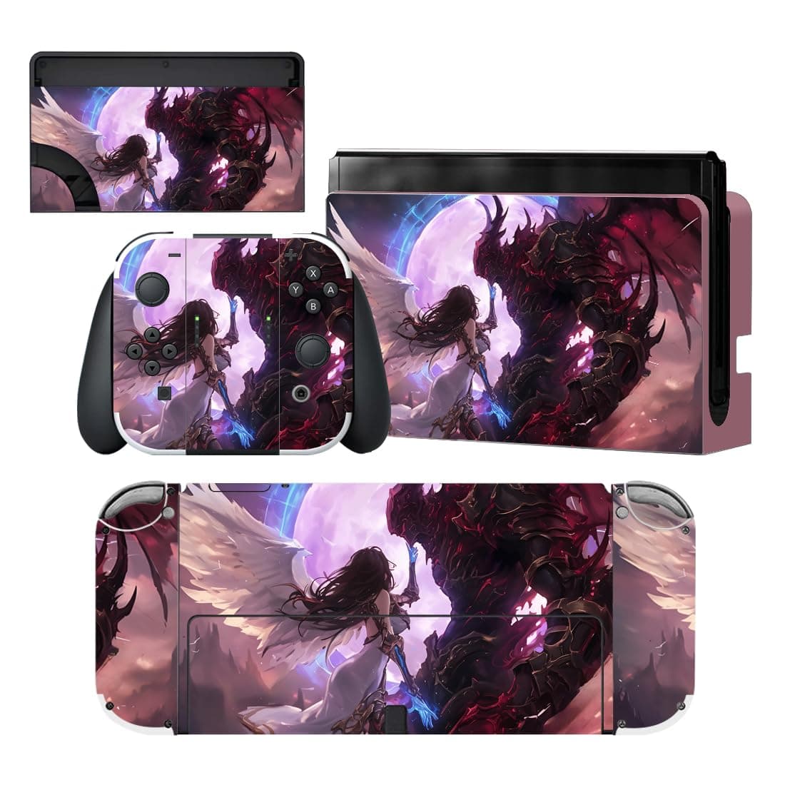 playvital Full Set Protective Stickers for Nintendo Switch OLED Model, Customized Vinyl Decal Skins for Switch OLED Console & Joycon & Dock & Grip - Nebula Galaxy — view 27